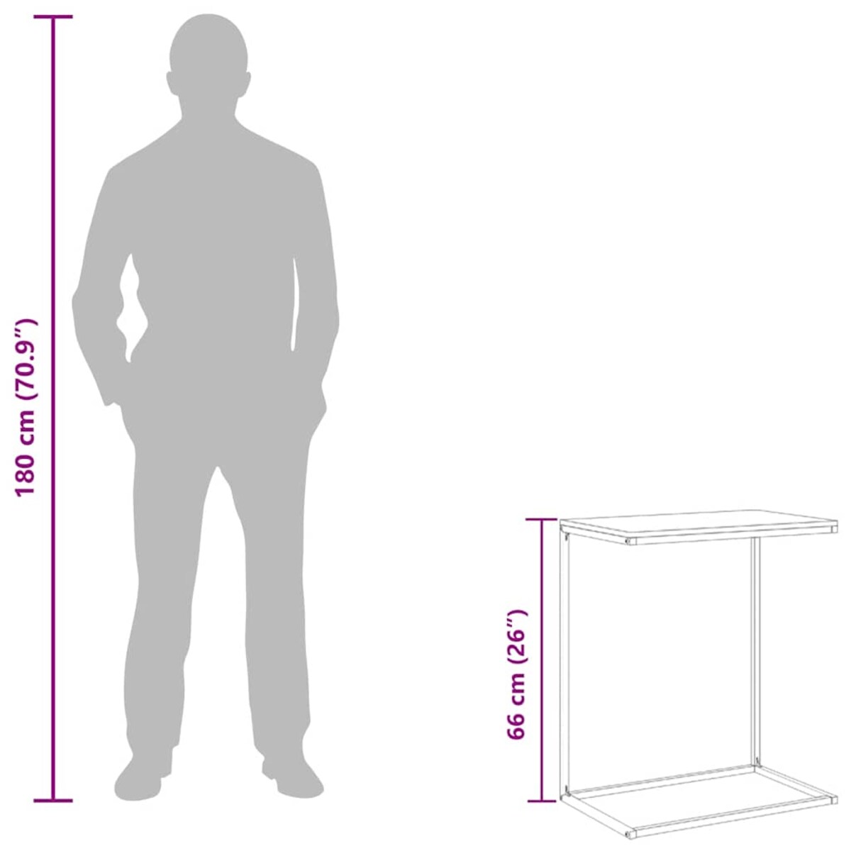 vidaXL Stolik boczny, biały, 55x35x66 cm, materiał drewnopochodny