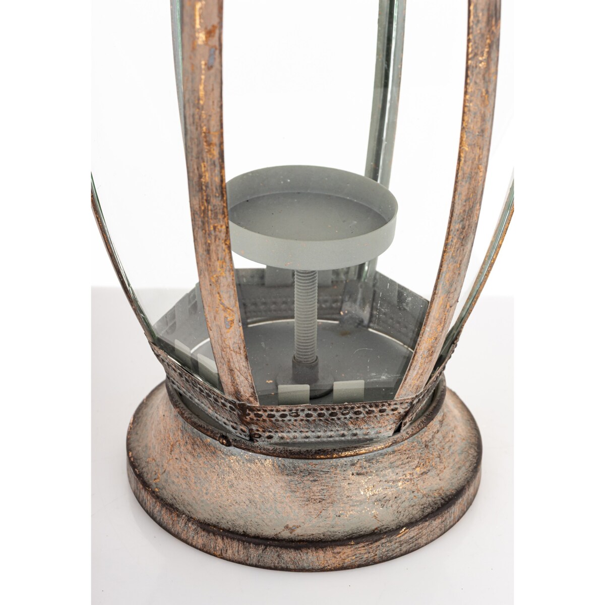 Lampion metalowy ze szkłem 45x14x14 cm OVALENA small