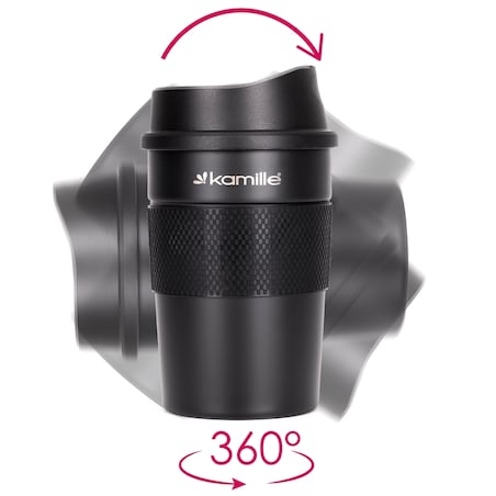 Czarny mały kubek termiczny na kawę 360ml KAMILLE
