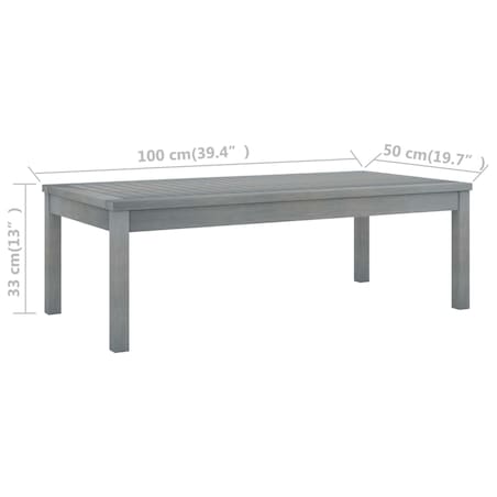 vidaXL Stolik kawowy, 100 x 50 x 33 cm, szary, lite drewno akacjowe
