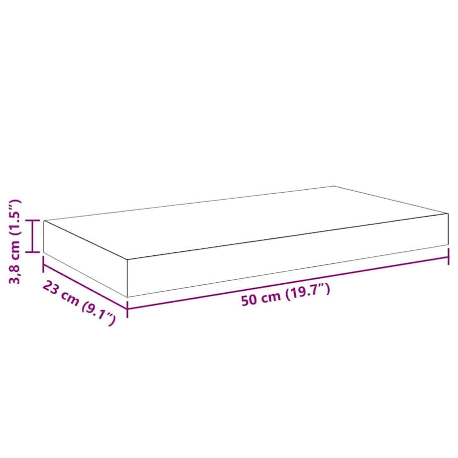 vidaXL Półki ścienne, 2 szt., czarne, 50x23x3,8 cm, MDF