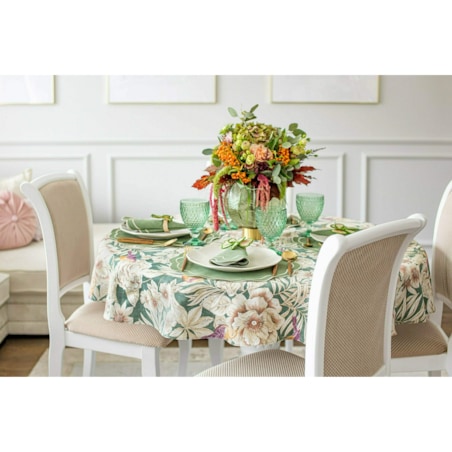 Bieżnik z motywem liści i ptaków Emerald – 50 × 150 cm