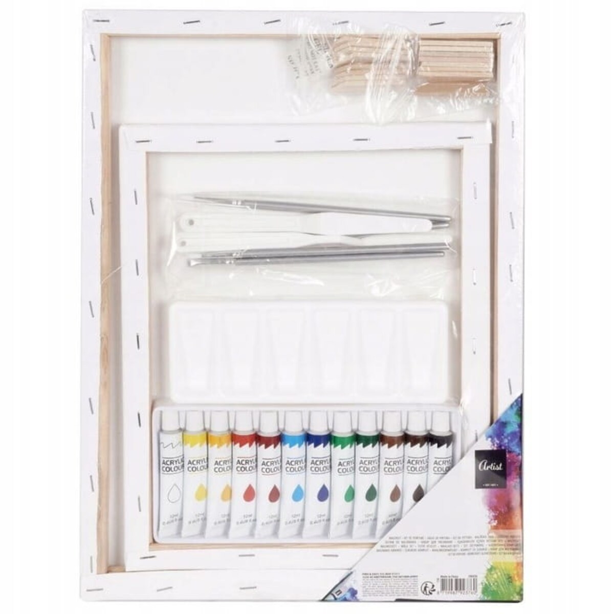 ZESTAW ARTYSTYCZNY DO MALOWANIA MALARSKI 22el DLA DZIECI PŁÓTNO FARBY