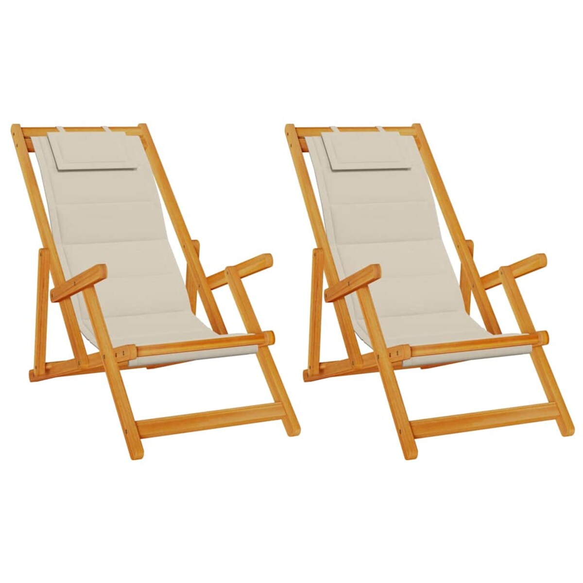 vidaXL Krzesło plażowe z poduszką 2 pcs Brązowy 61.5 x 123 x 82cm