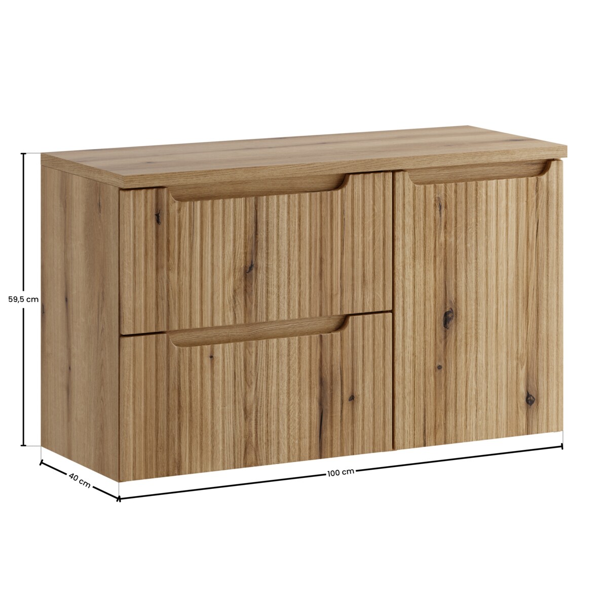 Zestaw meblowy 100cm z blatem i szafką z koszem na pranie SET-NOCE B OAK 100CM S LB
