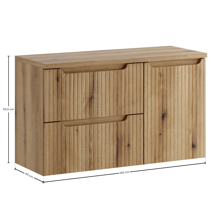 Zestaw meblowy 100cm z blatem i szafką z koszem na pranie SET-NOCE B OAK 100CM S LB