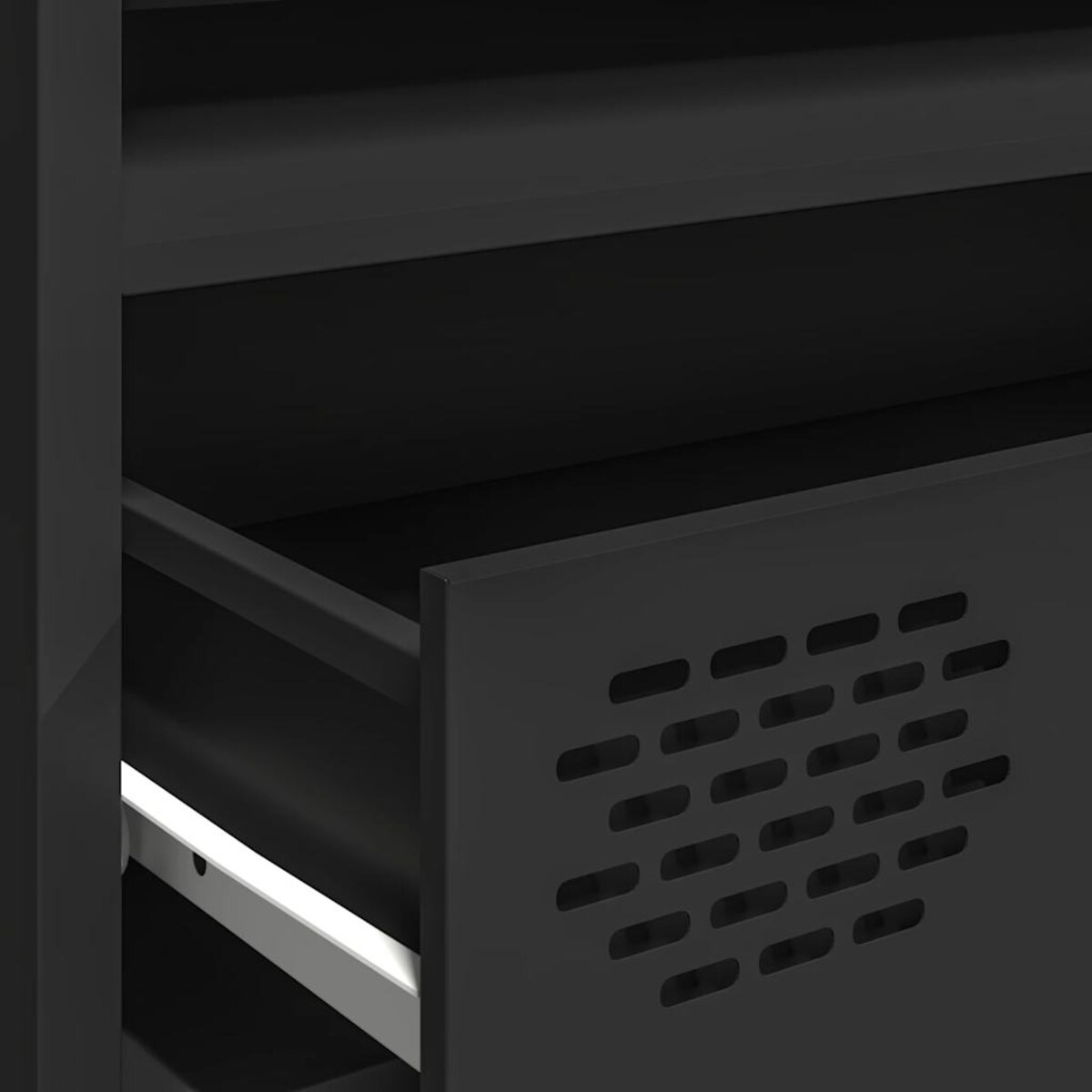 vidaXL Szafka RTV, czarna, 202x39x43,5 cm, stal walcowana na zimno