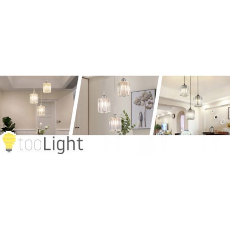 Lampa Wisząca Metalowa Okrągła Kryształ Szklana 3