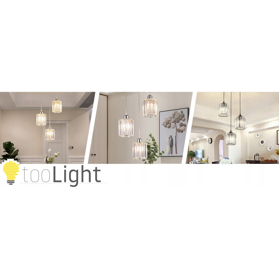 Lampa Wisząca Metalowa Okrągła Kryształ Szklana 3