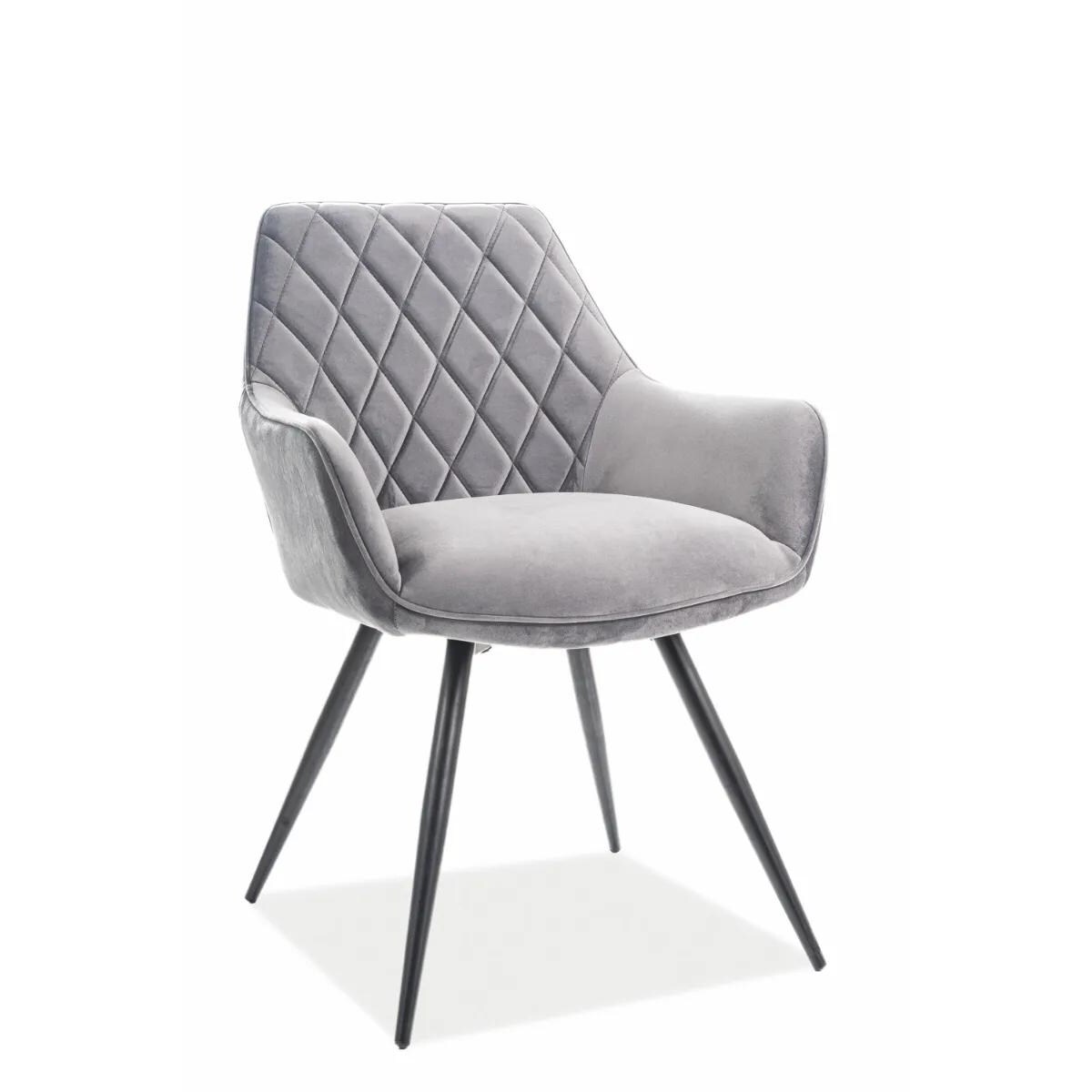Krzesło LINEA VELVET szare/czarne