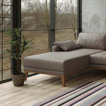 Sofa narożna Musso brązowa z pikowanym siedziskiem