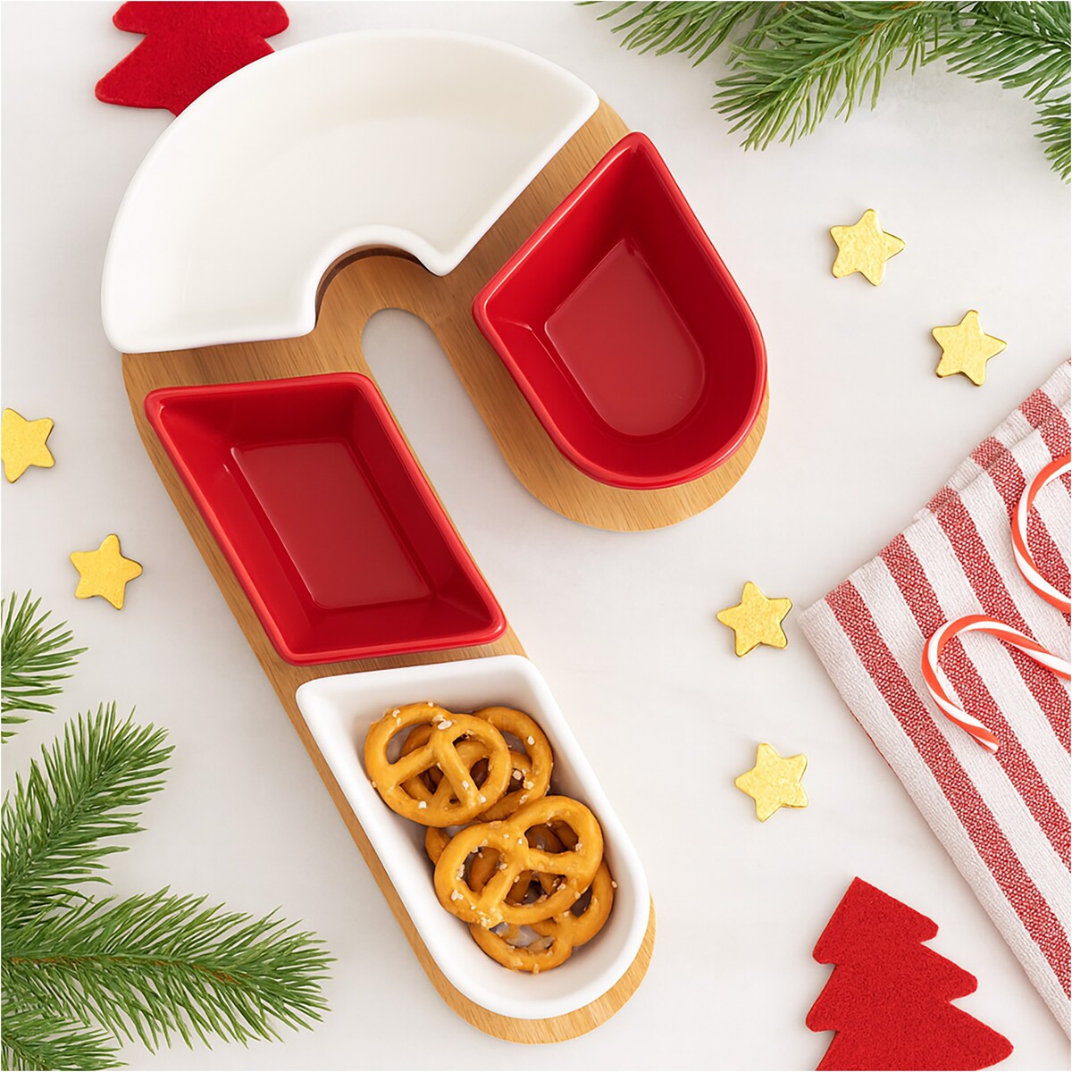 Deska Do Serwowania Na Boże Narodzenie Świąteczna Laska Cukrowa Zestaw 5 Elementów