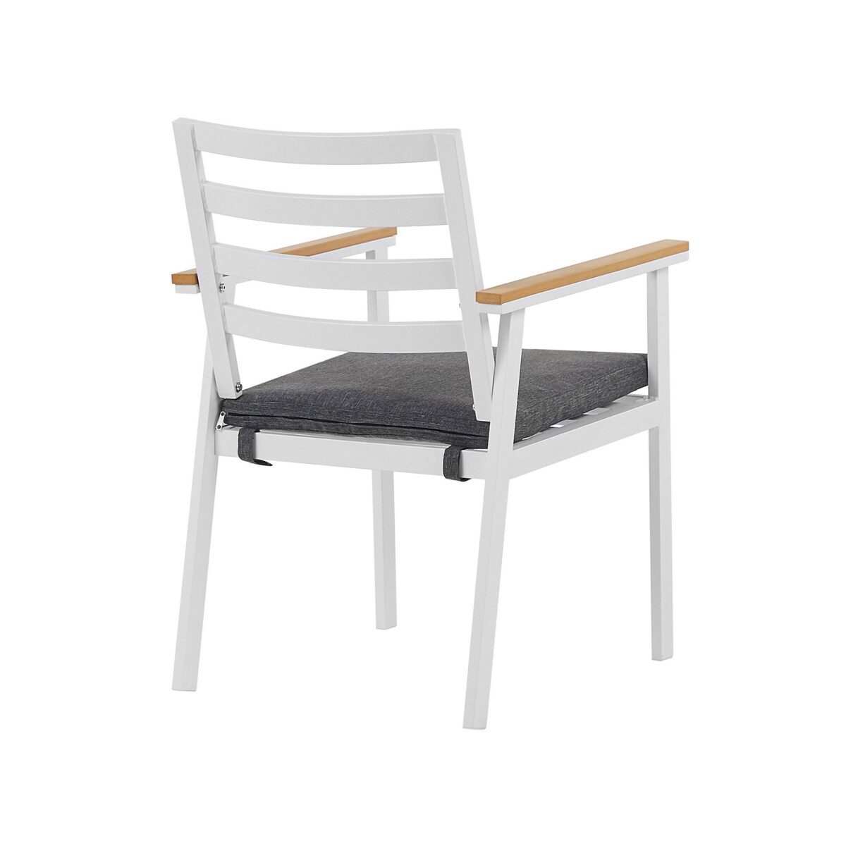 Zestaw ogrodowy stół i 4 krzesła biały z poduszkami szarymi CAVOLI