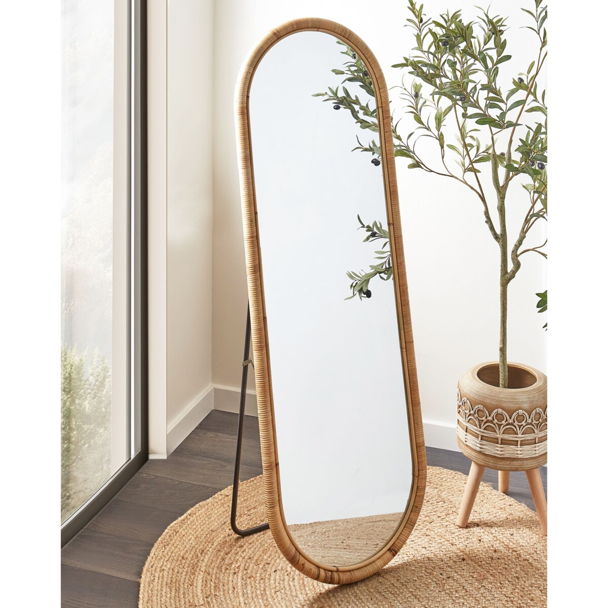 Lustro stojące MONTOT 150 cm Rattan Naturalny