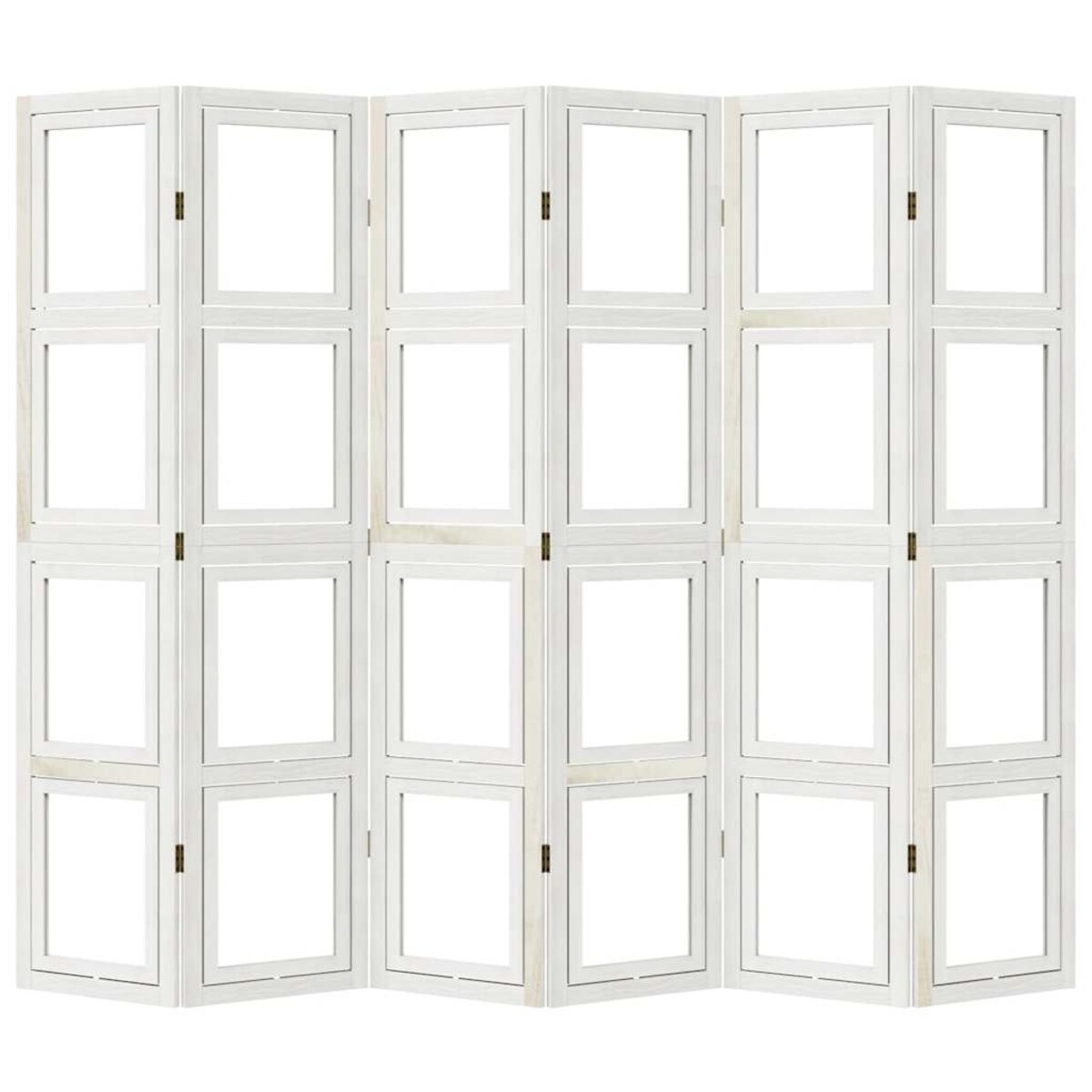 vidaXL Parawan pokojowy, 6-panelowy, biały, lite drewno paulowni