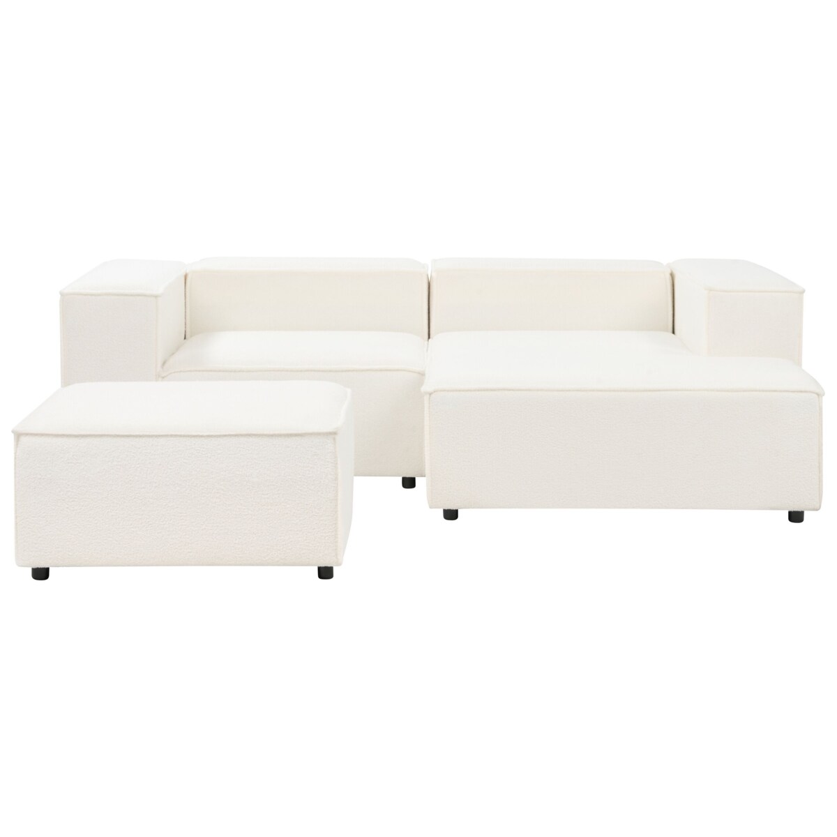 Narożnik modułowy ARDAL Boucle Biały z otomaną dla 2 osób Lewostronny