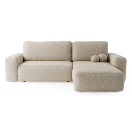 Narożnik Prawy ILO z funkcją spania i pojemnikiem na pościel, jasno-beżowy