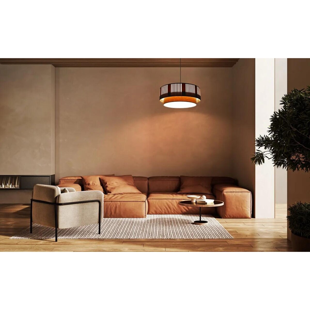 Lampa wisząca DUO LAMI LINE 70x28 kremowa/beżowa