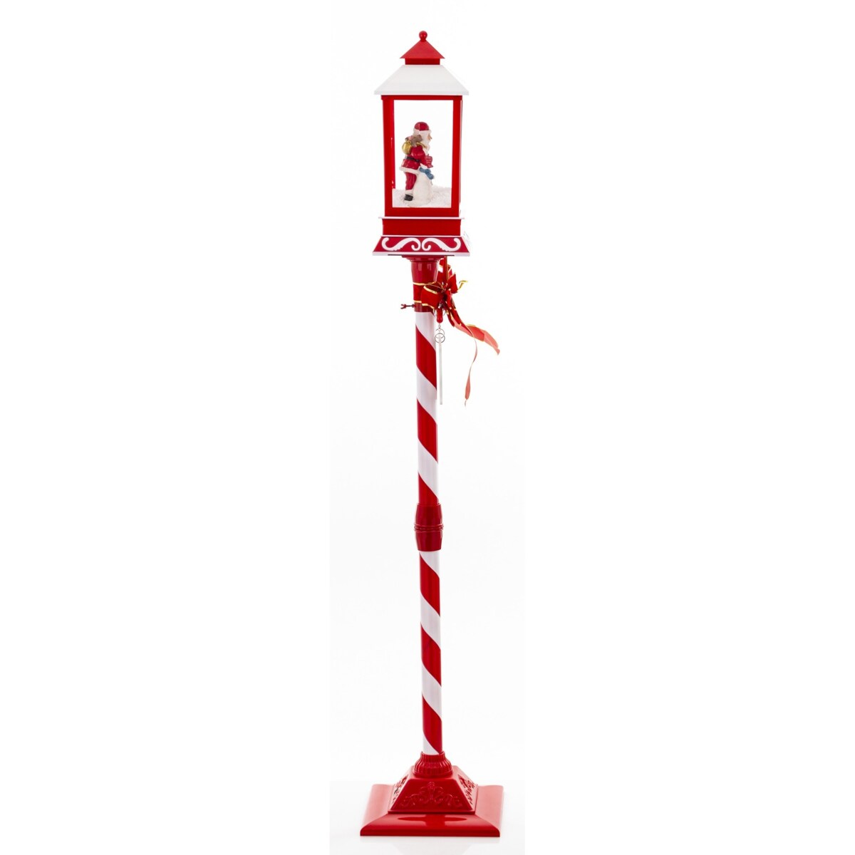 Latarnia świąteczna LED 150x37x27 cm MAYAK biało-czerwona z pozytywką