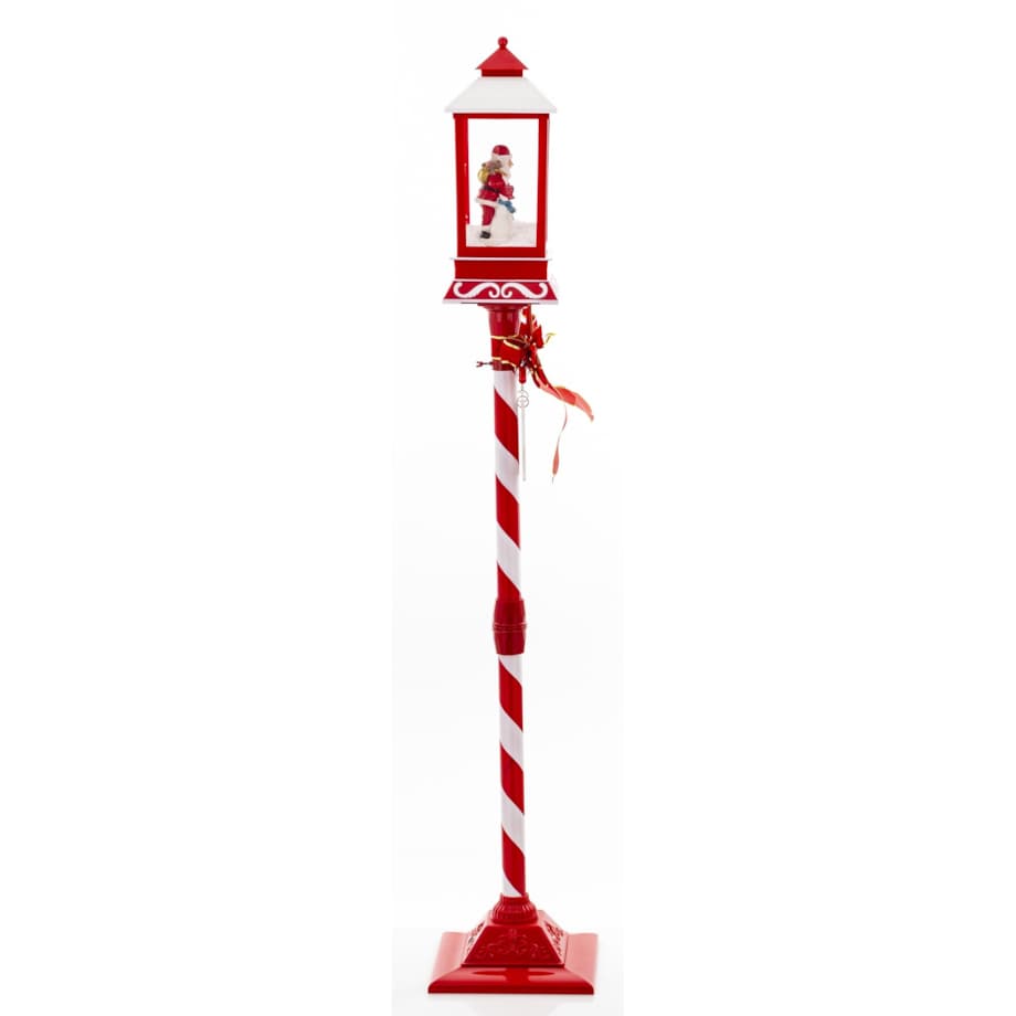 Latarnia świąteczna LED 150x37x27 cm MAYAK biało-czerwona z pozytywką