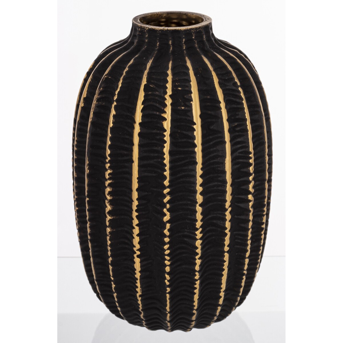 Wazon szklany 23x15x15 cm KADO-4 ze złotym prążkowaniem tall