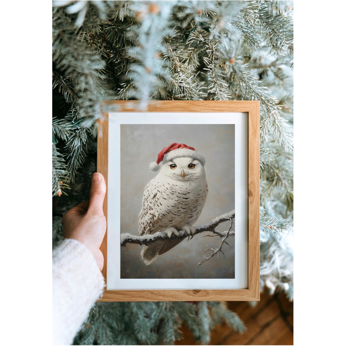 Poster Story, Plakat, Obraz - Sowa w Czapce Mikołaja, wymiary 70 x 100 cm