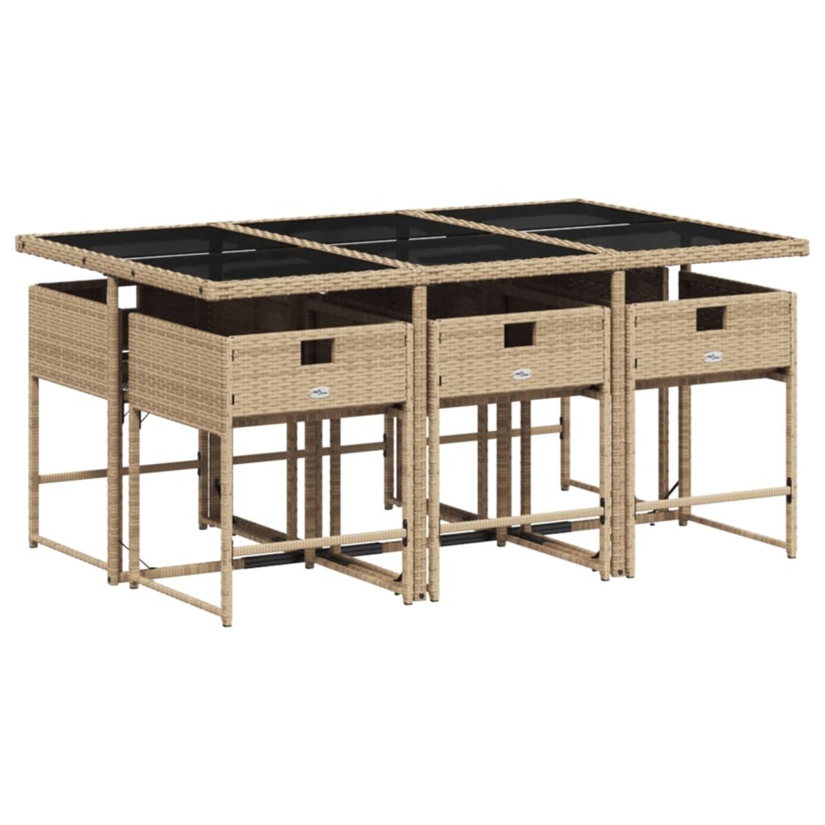 vidaXL 7-cz. zestaw mebli ogrodowych z poduszkami, beżowy, polirattan