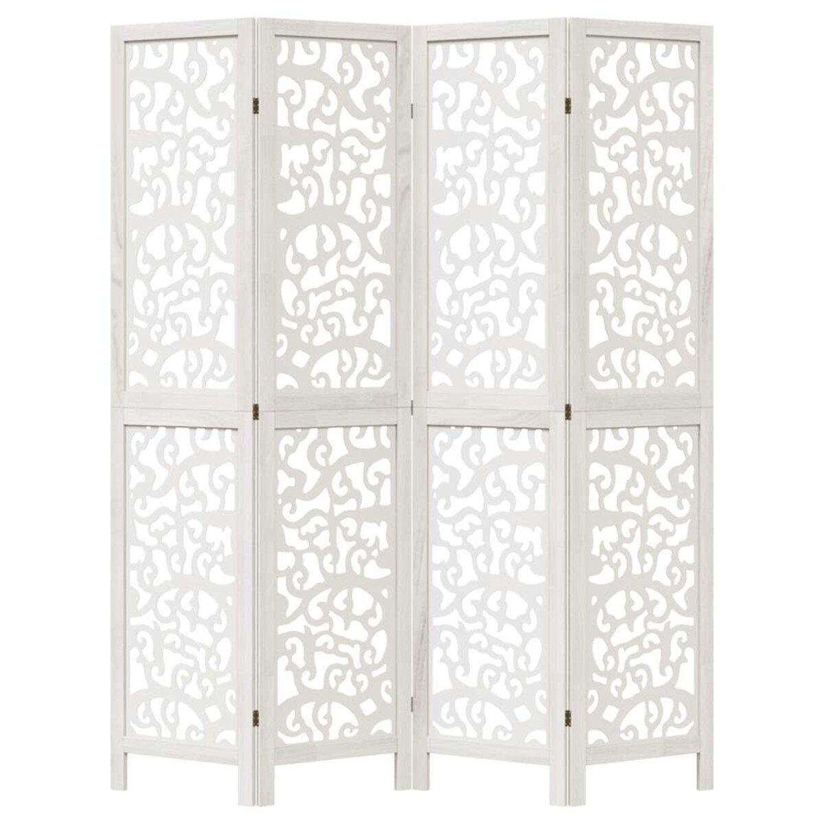 vidaXL Parawan pokojowy, 4-panelowy, biały, lite drewno paulowni