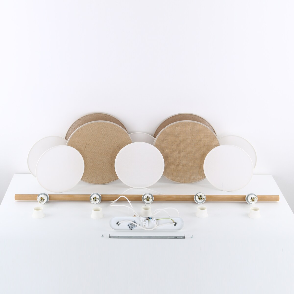 Lampa wisząca TK Lighting PULSE 4815 5xE27 biała brązowa nad stół, wyspę i do salonu, nowoczesna z drewnianymi akcentami