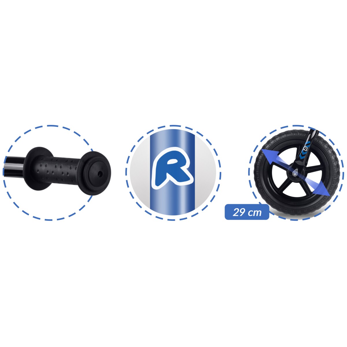 Rowerek biegowy dla dzieci jeździk lekki stabilny Ricokids niebiesko-czarny