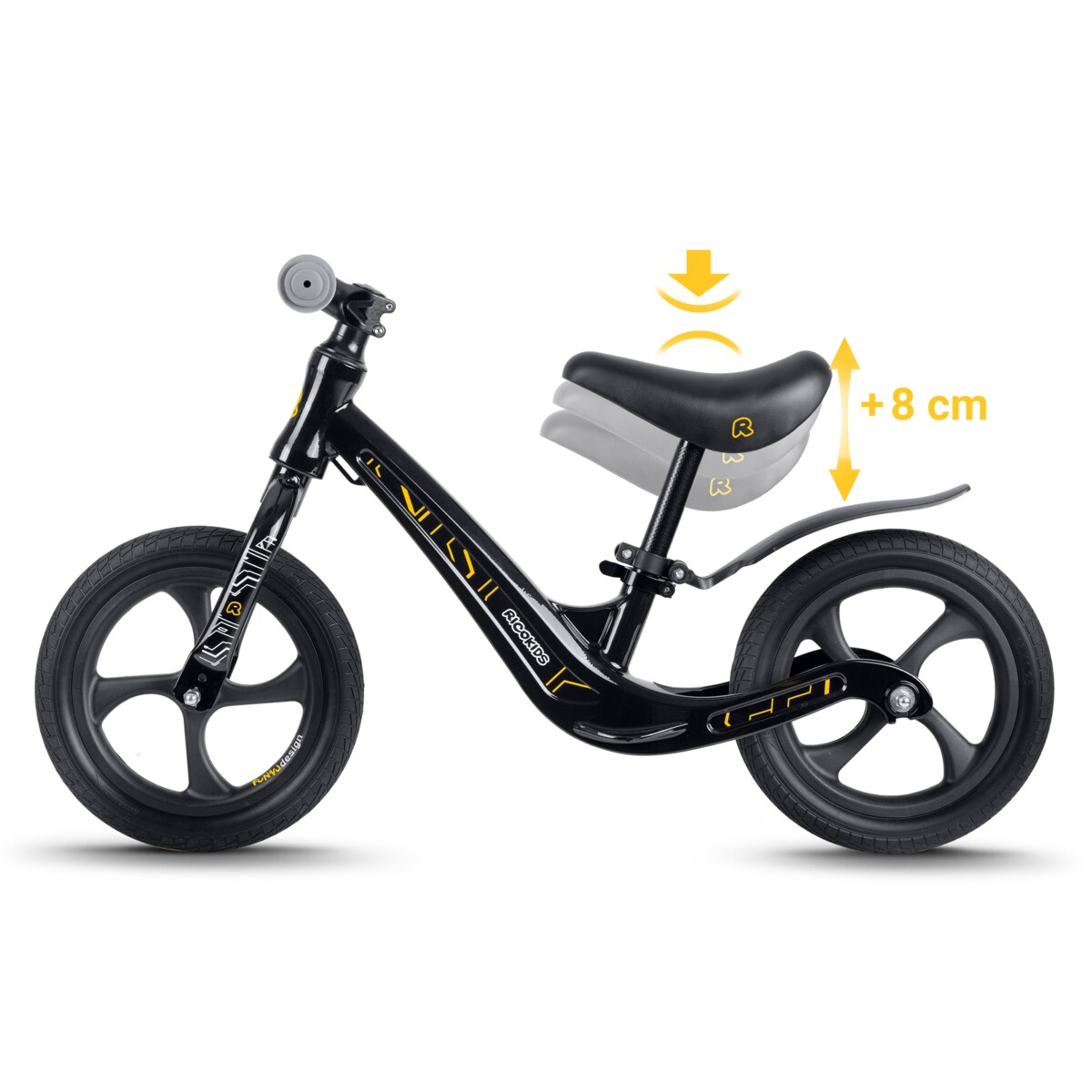 Rowerek biegowy dla dzieci magnesium Ricokids Funnu czarny 760500
