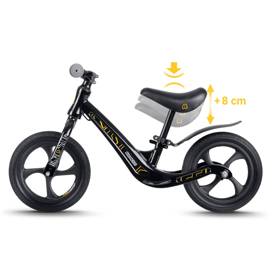 Rowerek biegowy dla dzieci magnesium Ricokids Funnu czarny 760500