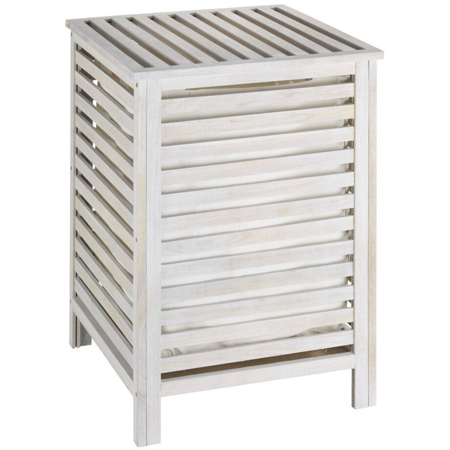 Kosz na pranie NORWAY WHITE - schowek na ręczniki, WENKO