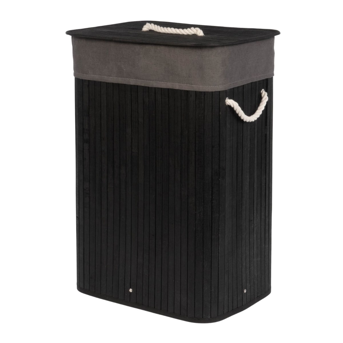 Bambusowy kosz na pranie SADE, 80 l, kolor czarny