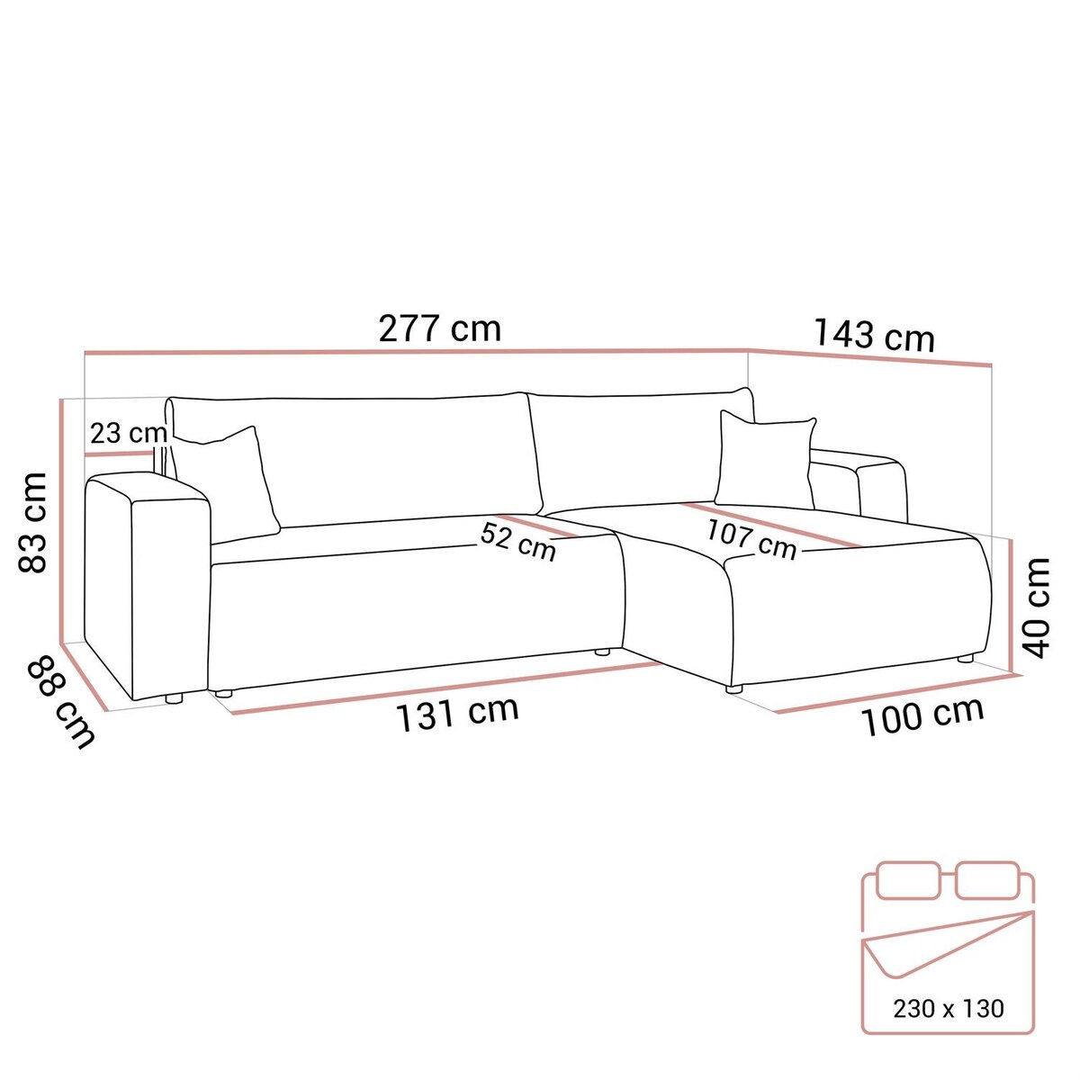 Narożnik PRESTIGE SOFT z funkcją spania i pojemnikiem na pościel, Tilia 86