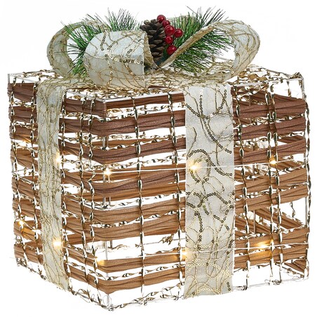 Zestaw 3 dekoracji świątecznych LED TISSO Prezenty świąteczne 20/25/30 cm Brązowy