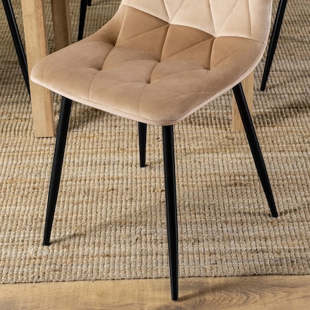 Krzesło Tapicerowane Welurowe Do Jadalni Salonu Kuchenne Loft Beżowe ROBIN