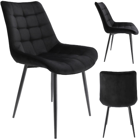 Krzesło tapicerowane welurowe MISTY czarne