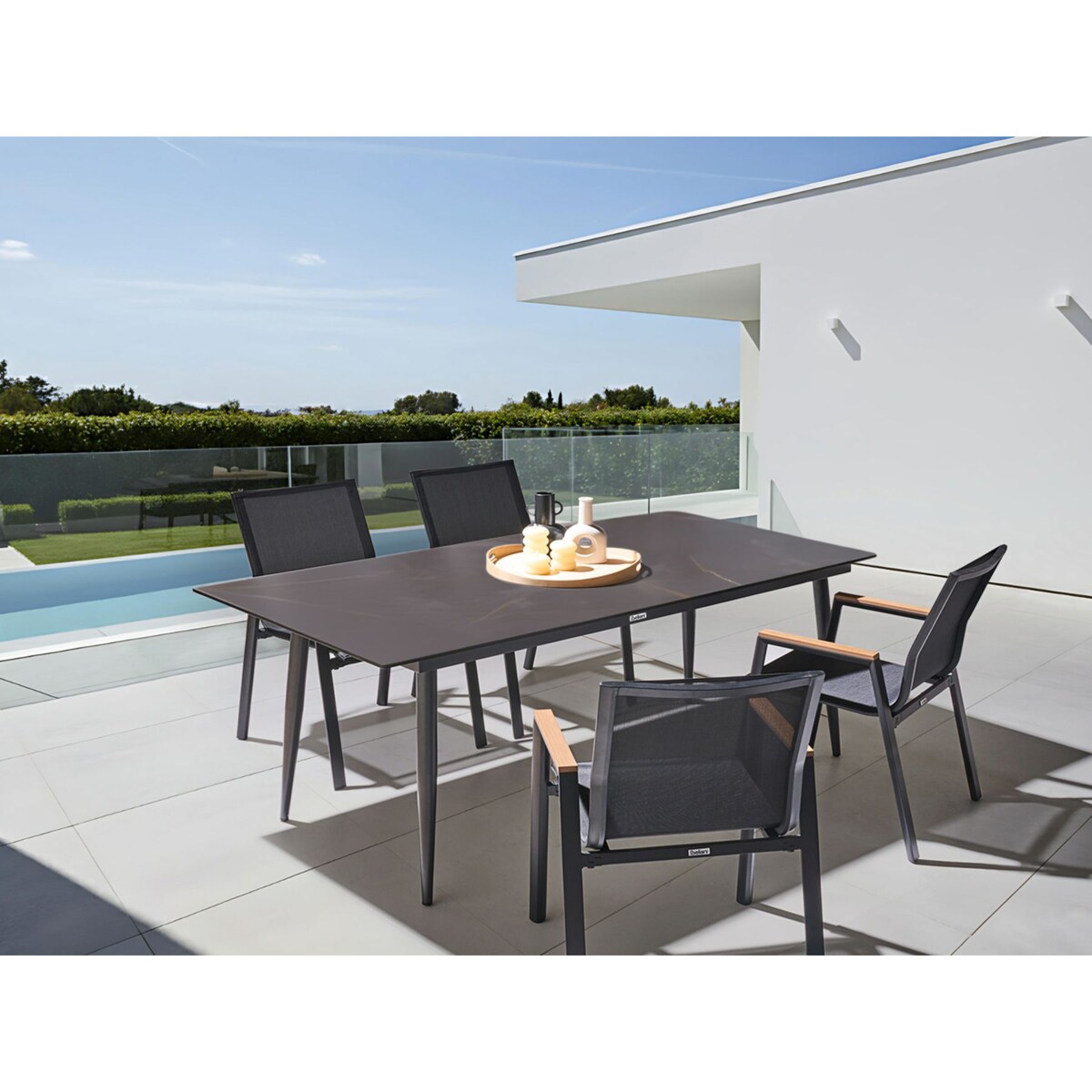 Stół ogrodowy TOLENTINO 180 cm 90 cm Efekt marmuru Szary marmur