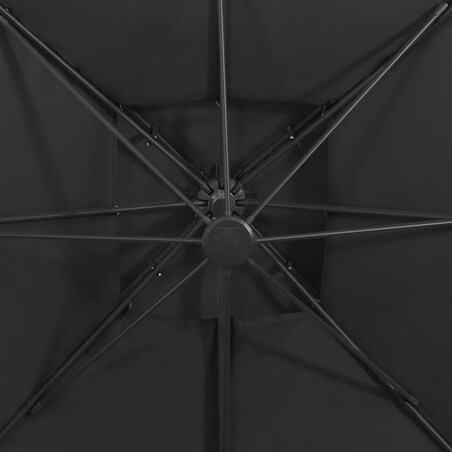 vidaXL Parasol wiszący z podwójną czaszą, 300x300 cm, czarny