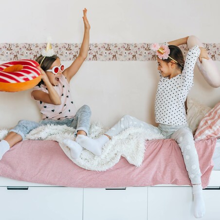 Pasek Dekoracyjny Bordiura Do Pokoju Dzieci JELONKI Kwiatki Rośliny Boho