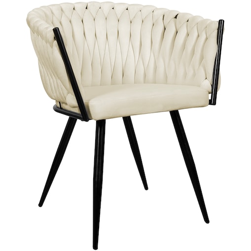 Krzesło tapicerowane do salonu glamour welurowe plecione beżowe