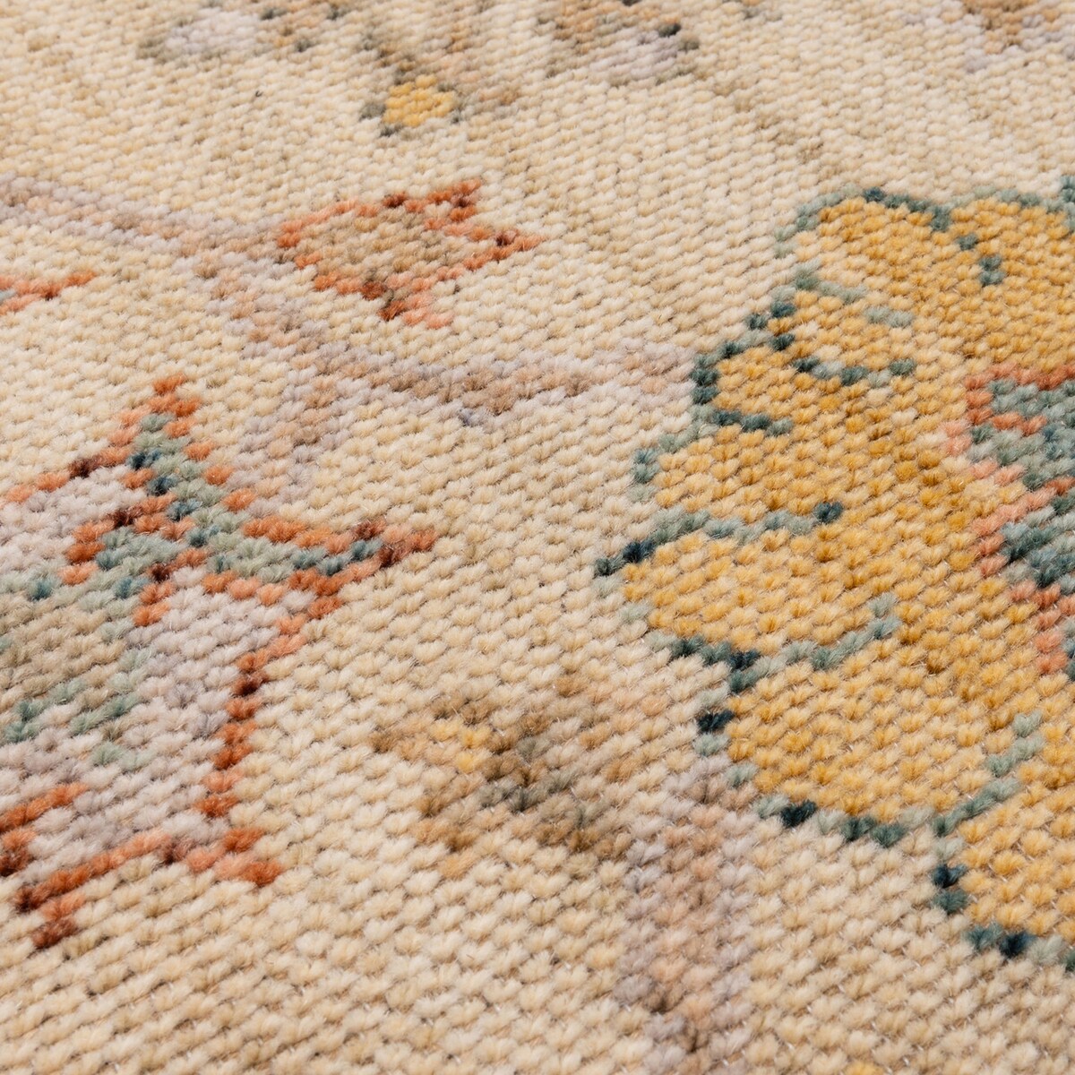 Dywan Wełniany Royal Wool 160x220 cm z frędzlami kwiaty beżowy