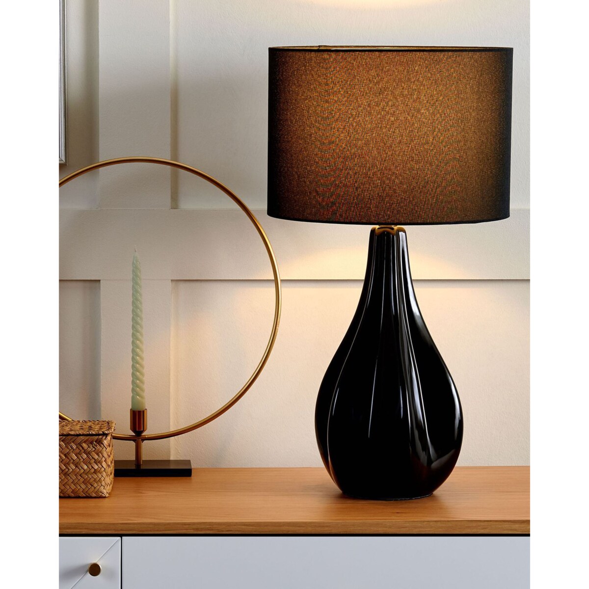 Lampa stołowa SANTEE Porcelana Czarny