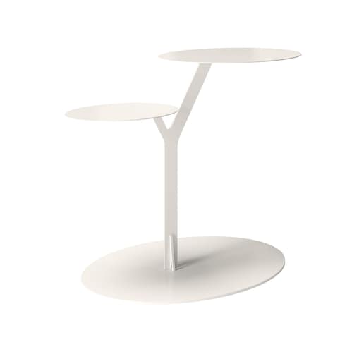 Stolik metalowy dwa blaty Iroko, kolor biały