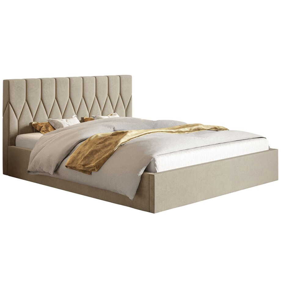 Łóżko 140x200 OLDO 9 tapicerowane, z pojemnikiem, tkanina Jasmine 24-beżowy