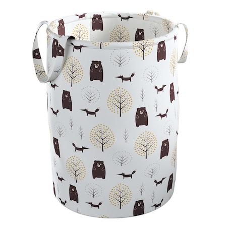 Kosz na zabawki Tobi, ecru-brązowy, 40x50cm, Magic Collection