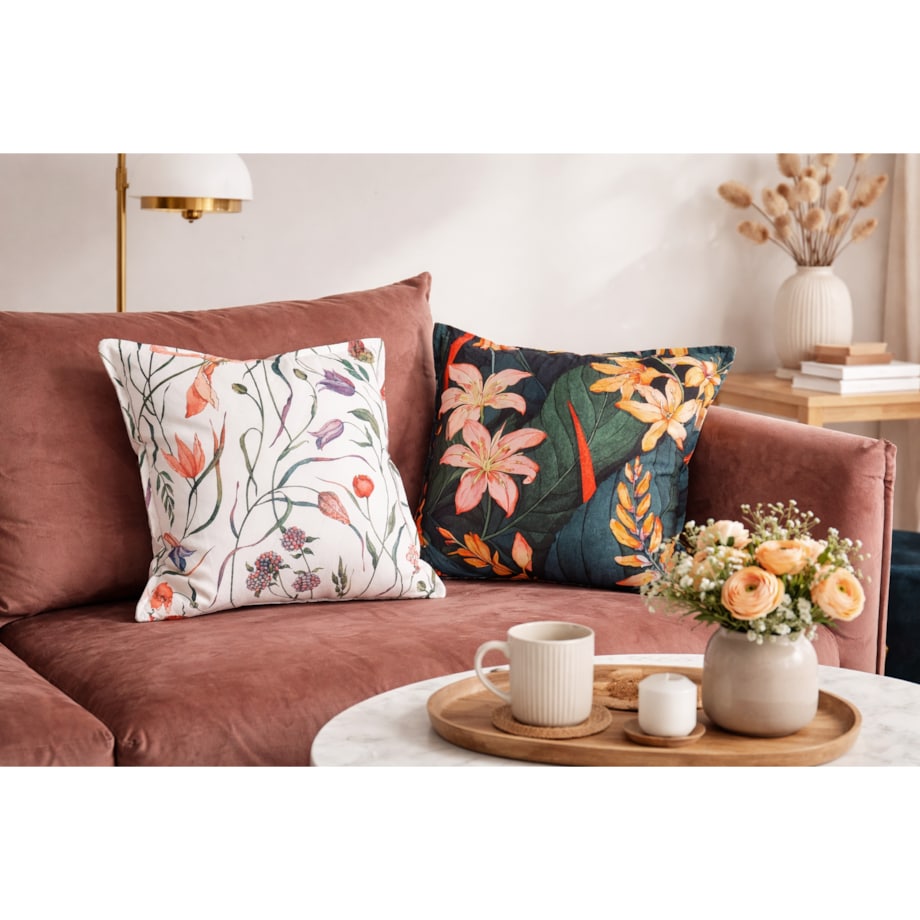 Poszewka dekoracyjna o motywie roślinnym 45x45