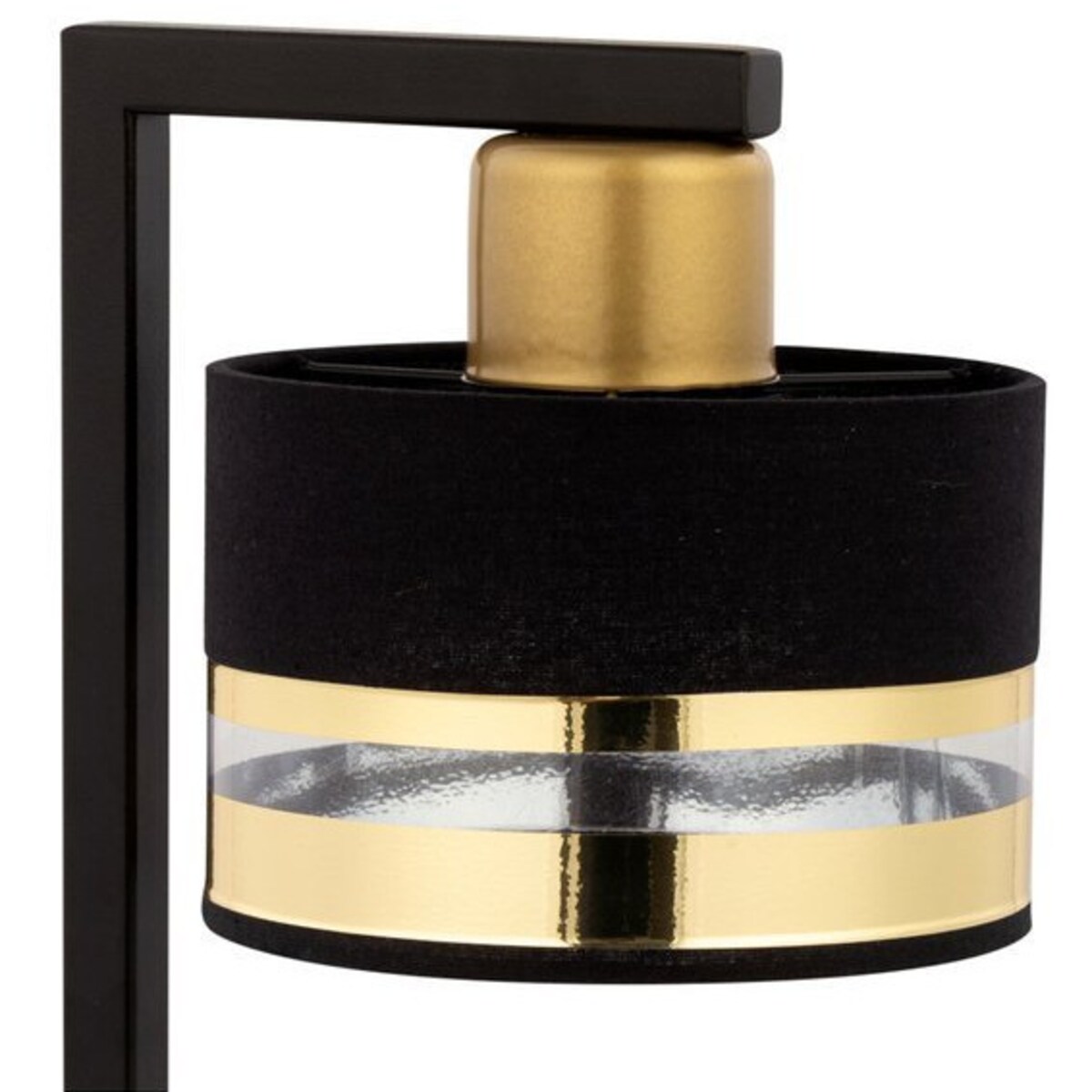 Stojąca LAMPKA nocna PRO 50235 Sigma metalowa LAMPA stołowa abażurowa czarna złota