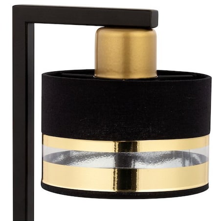 Stojąca LAMPKA nocna PRO 50235 Sigma metalowa LAMPA stołowa abażurowa czarna złota